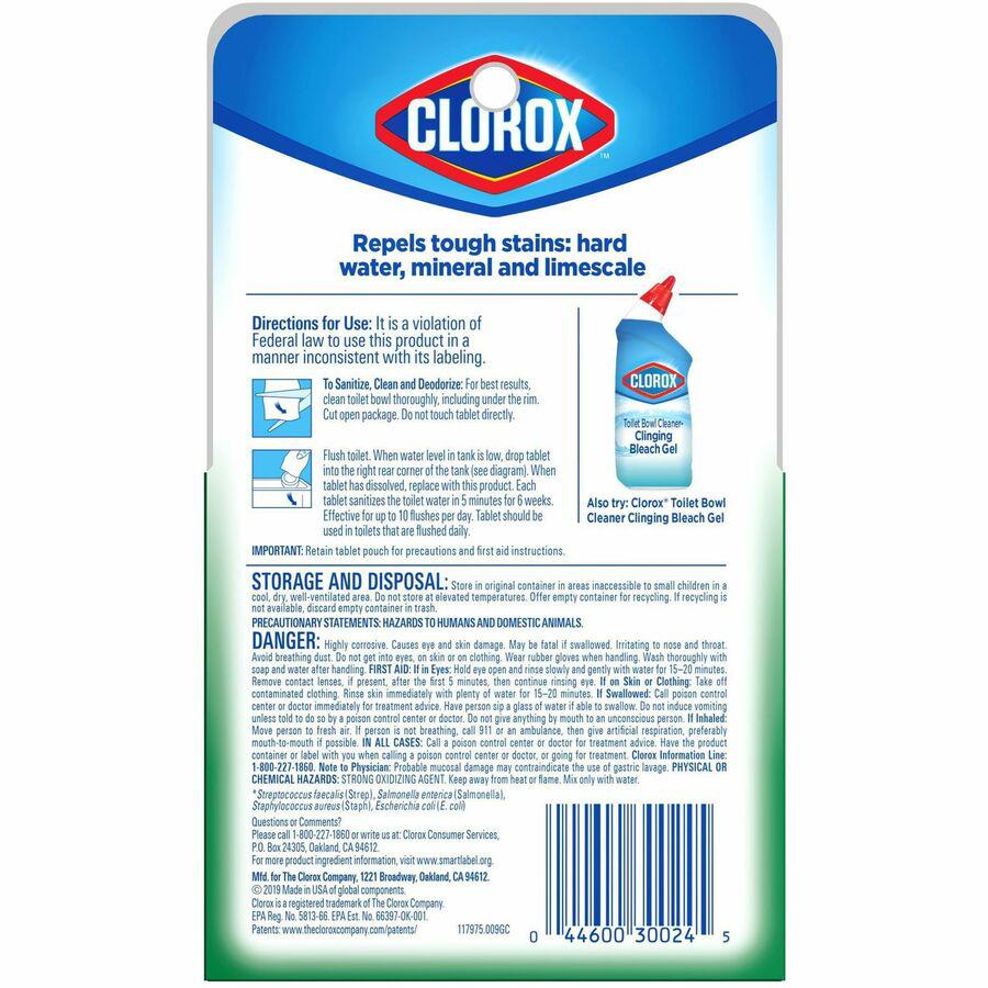 Clorox Ultra Clean Toilet Tablets Bleach - For Toilet Bowl - 3.50 oz (0.22 lb) - 2 / Pack - 1 Each - Deodorize - White. Picture 9