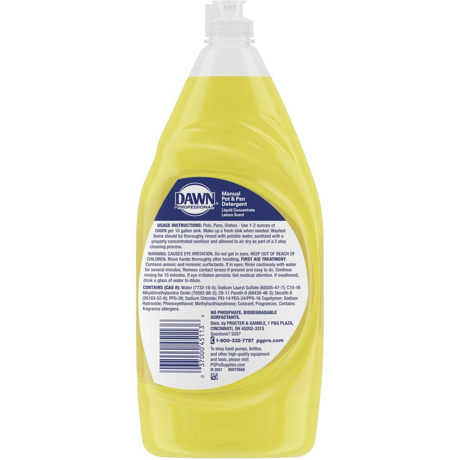 Dawn Manual Pot/Pan Detergent - Liquid - 38 fl oz (1.2 quart) - Lemon Scent - 1 Bottle - Yellow. Picture 4