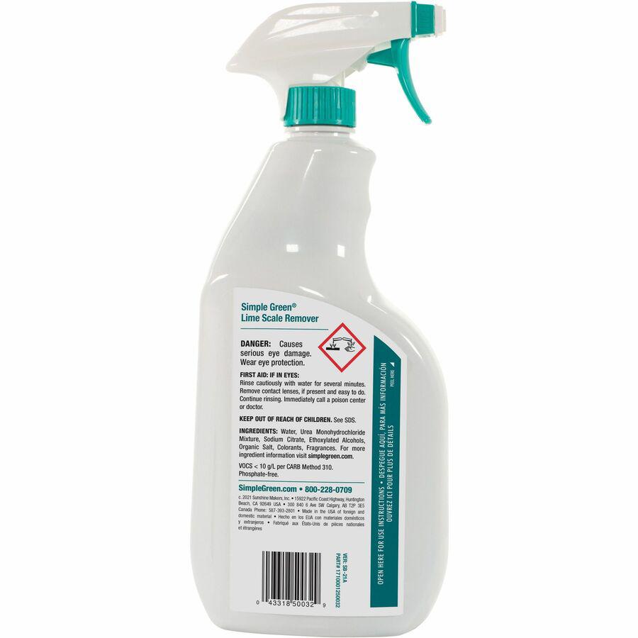 Simple Green Lime Scale Remover Spray - For Multi Surface - 32 fl oz (1 quart) - Wintergreen Scent - 12 / Carton - Deodorize, Non-abrasive, Non-flammable, Phosphate-free, Bleach-free, Ammonia-free, Ph. Picture 3