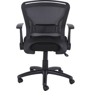 Lorell Flipper Arm Mid-back Chair - Fabric Seat - 5-star Base - Black - 1 Each. Picture 12