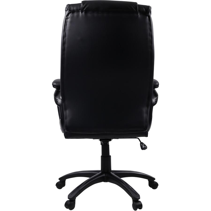 Lorell Black Base High-back Leather Chair - Bonded Leather Seat - Bonded Leather Back - High Back - 5-star Base - Black - 1 Each. Picture 8