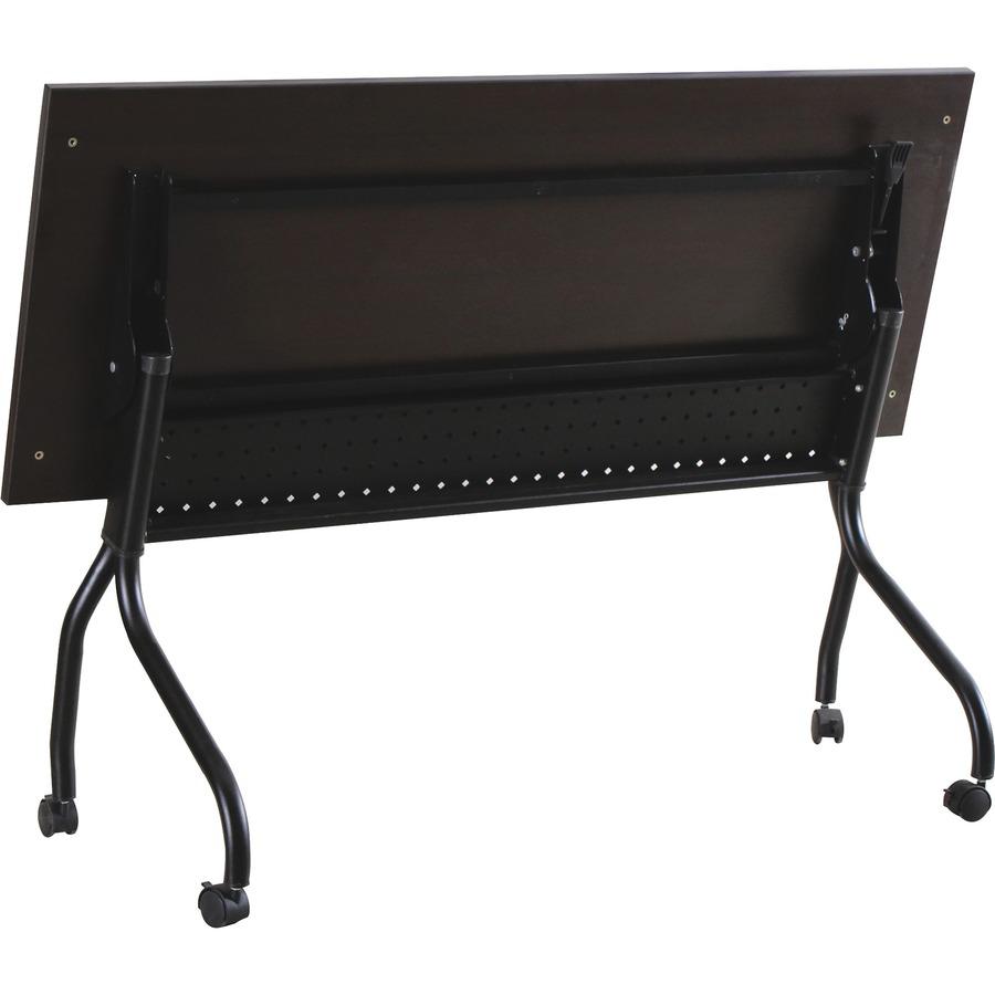 Lorell Flip Top Training Table - Rectangle Top - Four Leg Base - 4 Legs x 48" Table Top Width x 23.50" Table Top Depth - 29.50" Height x 47.25" Width x 23.63" Depth - Assembly Required - Black, Espres. Picture 4
