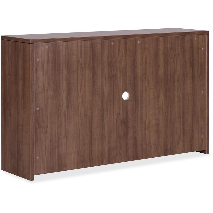 Lorell Essentials Series Walnut 4-Door Hutch - 70.9" x 14.8" x 36" Hutch - Drawer(s)4 Door(s) - Material: Wood, Polyvinyl Chloride (PVC) Edge - Finish: Laminate, Walnut. Picture 6