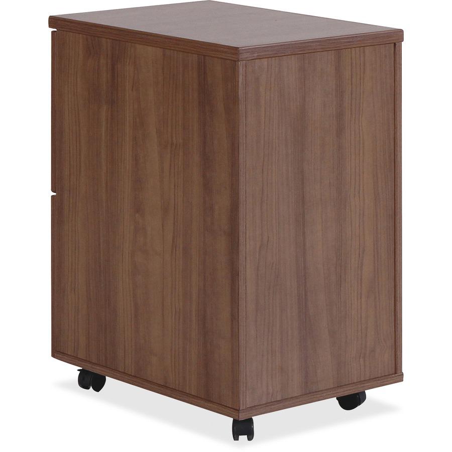 Lorell Essentials Series File/File Mobile File Cabinet - 15.8" x 22"28.4" Pedestal, 1.5" Caster - 2 x File Drawer(s) - Finish: Laminate, Walnut - Mobility, Built-in Hangrail, Locking Pedestal, Dual Wh. Picture 6