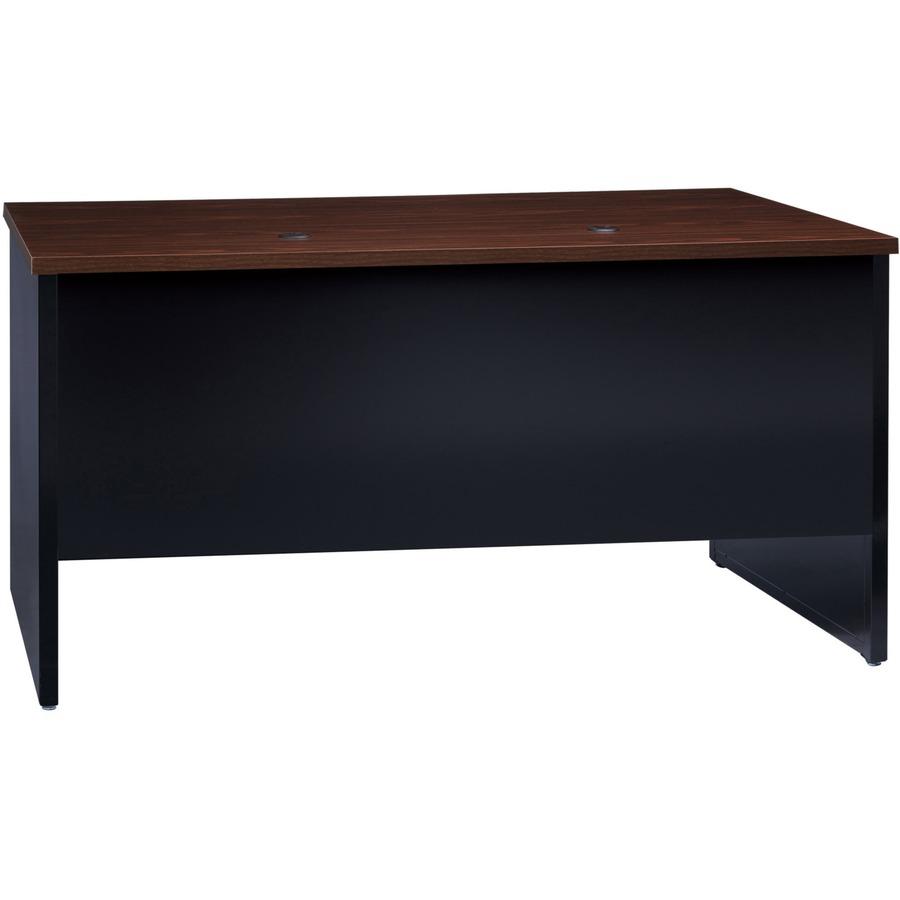 Lorell Fortress Modular Series Double-Pedestal Desk - 60" x 30" , 1.1" Top - 4 x Box, File Drawer(s) - Double Pedestal - Material: Steel - Finish: Walnut Laminate, Black - Scratch Resistant, Stain Res. Picture 8