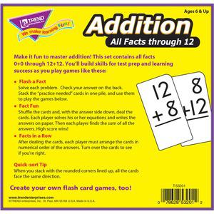 Trend Addition all facts through 12 Flash Cards - Theme/Subject: Learning - Skill Learning: Addition - 169 Pieces - 6+ - 169 / Box. Picture 4