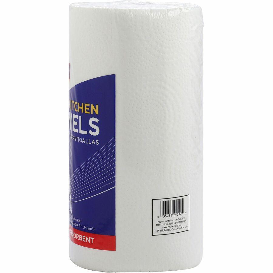 Genuine Joe Paper Towels - 2 Ply - 8" x 11" - 250 Sheets/Roll - 1.63" Core - White - Paper - Perforated, Absorbent, Soft, Chlorine-free - For Kitchen, Multipurpose, Hand, Breakroom - 12 / Carton. Picture 10