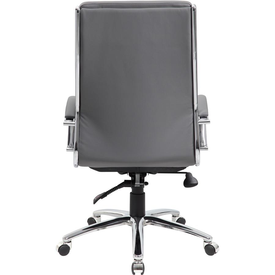 Boss B9471 Executive Chair - Gray Vinyl Seat - Gray Back - Chrome, Black Chrome Frame - 5-star Base - Armrest - 1 Each. Picture 7