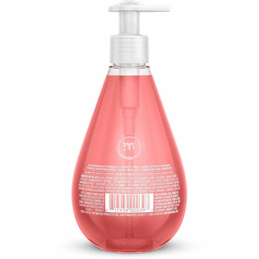 Method Gel Hand Soap - Pink Grapefruit ScentFor - 12 fl oz (354.9 mL) - Pump Bottle Dispenser - Hand - Pink - Non-toxic, Triclosan-free - 6 / Carton. Picture 5