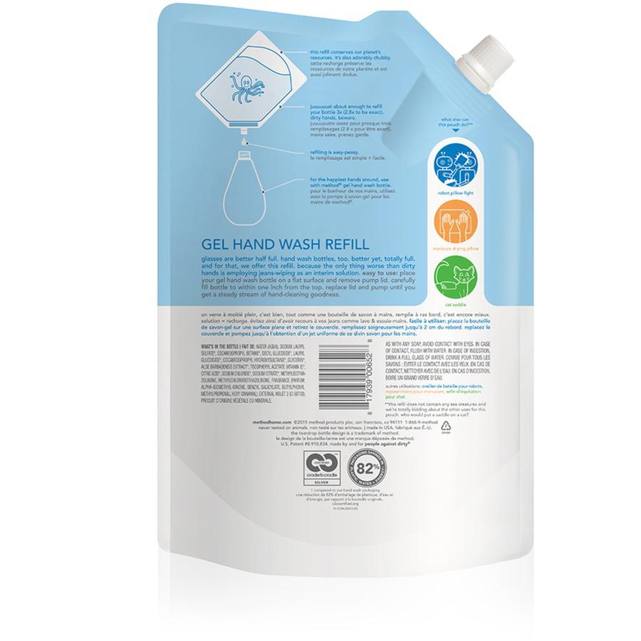Method Gel Hand Soap Refill - Sweet Water ScentFor - 34 fl oz (1005.5 mL) - Squeeze Bottle Dispenser - Hand - Clear - Triclosan-free - 6 / Carton. Picture 4