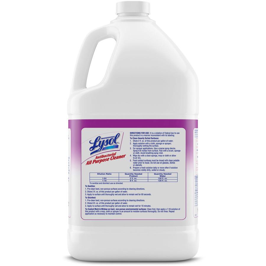 Professional Lysol Antibacterial All Purpose Cleaner - Concentrate Liquid - 128 fl oz (4 quart) - 4 / Carton - Clear/Fluorescent Green. Picture 5