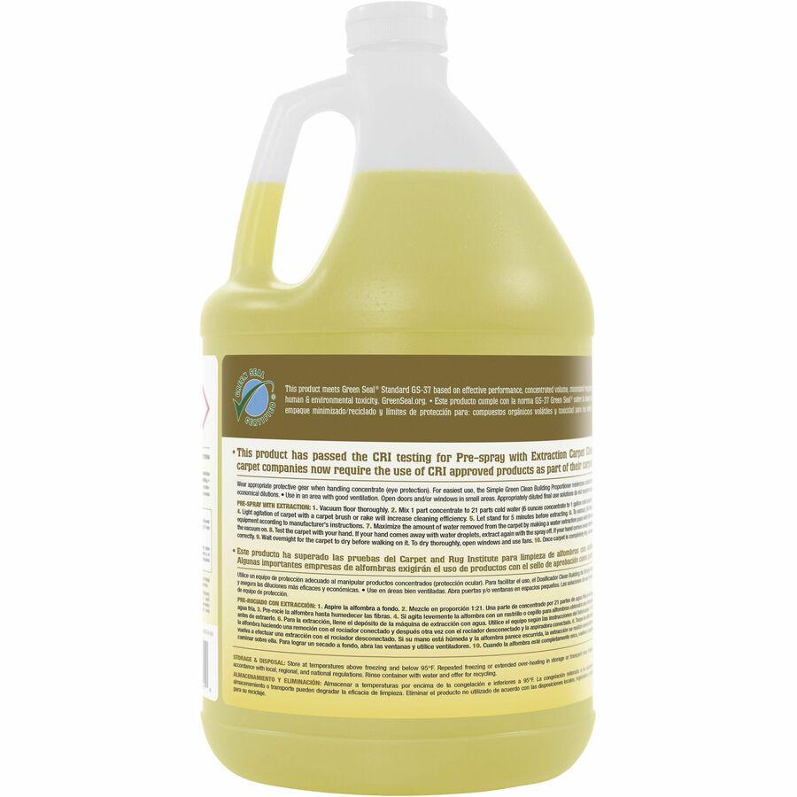 Simple Green Clean Building Carpet Cleaner Concentrate - Concentrate - 128 fl oz (4 quart) - 2 / Carton - Non-toxic, Caustic-free, Organic, Non-flammable, Fragrance-free, Unscented - Sand. Picture 3