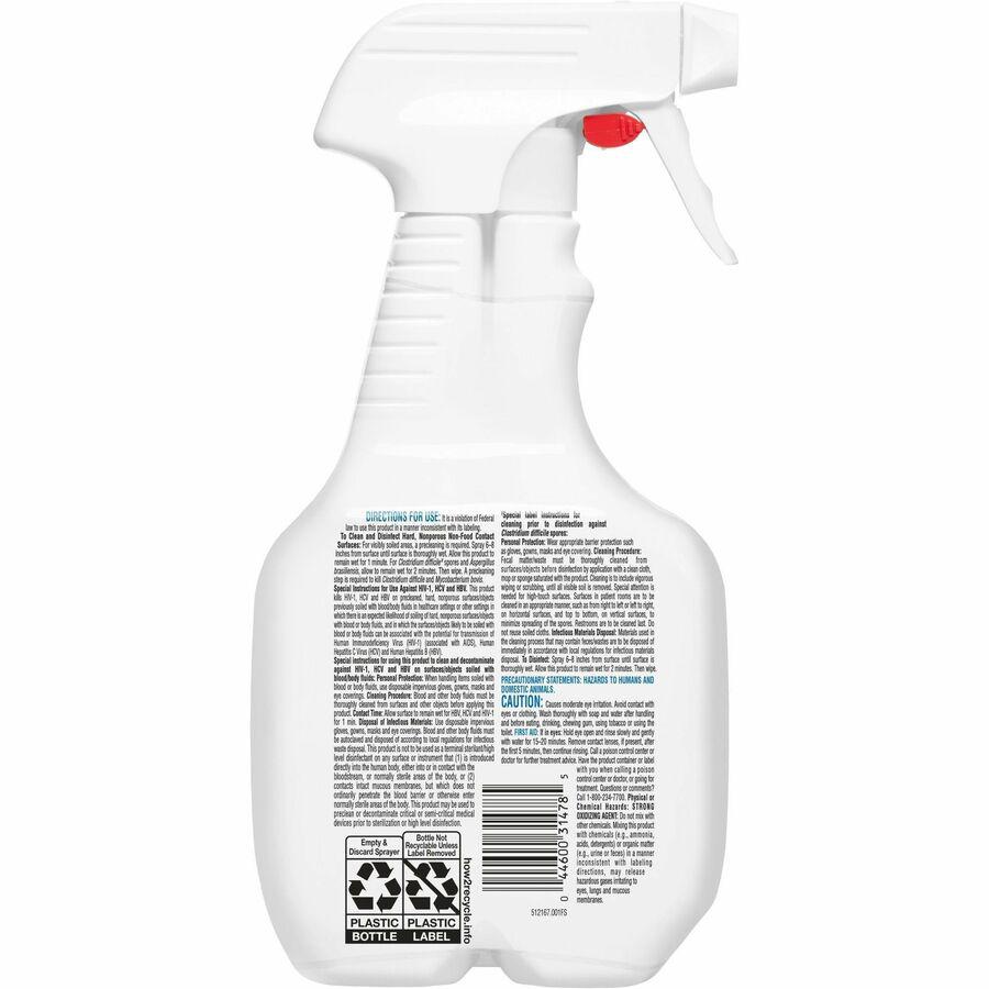 Clorox Healthcare Fuzion Cleaner Disinfectant - Ready-To-Use Spray - 32 fl oz (1 quart) - Bottle - 1 Each - Translucent. Picture 13