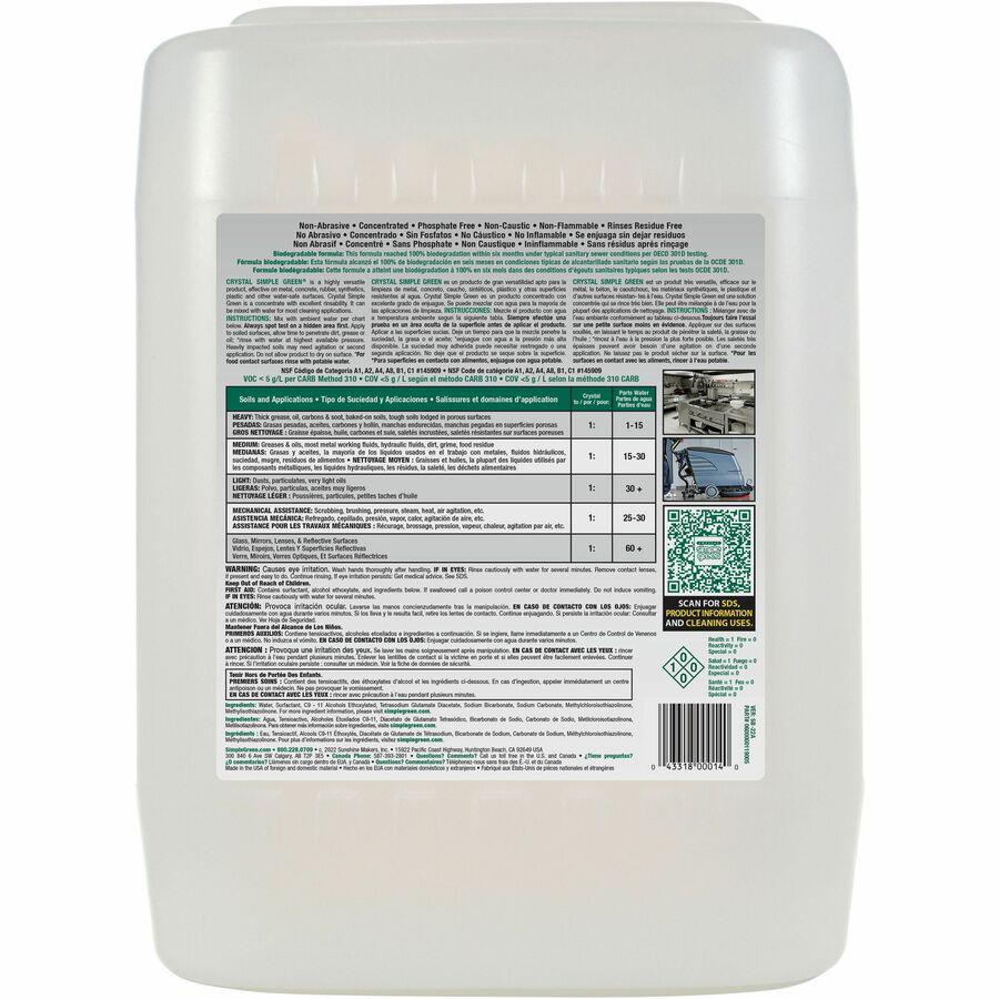 Simple Green Crystal Industrial Cleaner/Degreaser - 640 fl oz (20 quart) - 1 Each - Clear. Picture 2