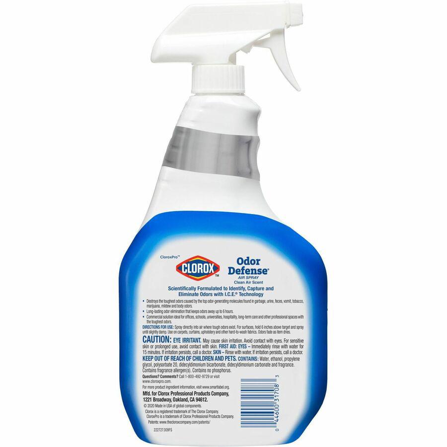 CloroxPro&trade; Odor Defense Air and Fabric Spray - Spray - 32 fl oz (1 quart) - Clean Air Scent - 1 Each - Clear. Picture 13