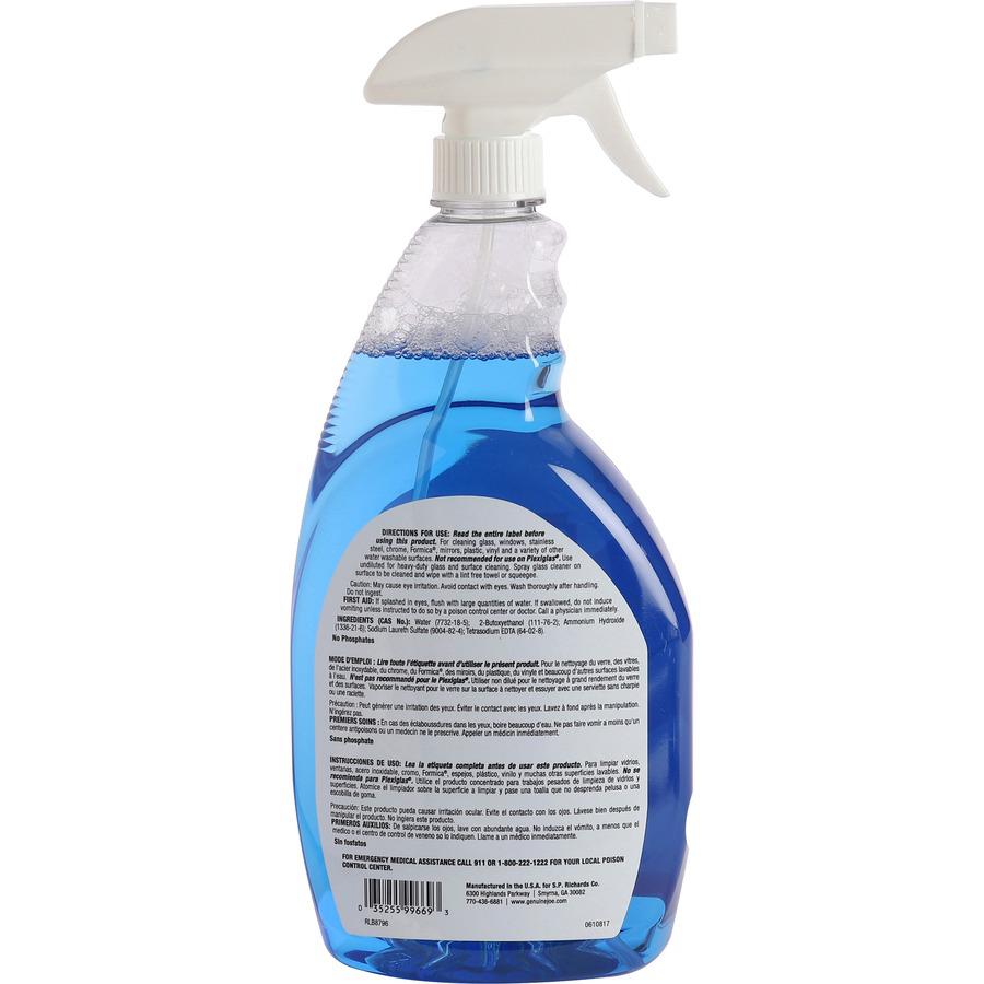 Genuine Joe Ammoniated Glass Cleaner - For Hard Surface - Ready-To-Use - 32 fl oz (1 quart) - 6 / Carton - Blue. Picture 7