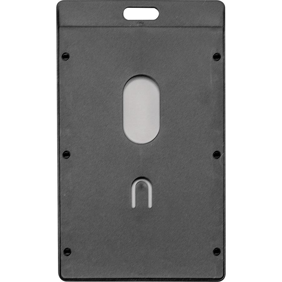Advantus Vertical Rigid ID Badge Holder - Support 2" x 3.25" Media - Vertical - Plastic - 6 / Pack - Black. Picture 4