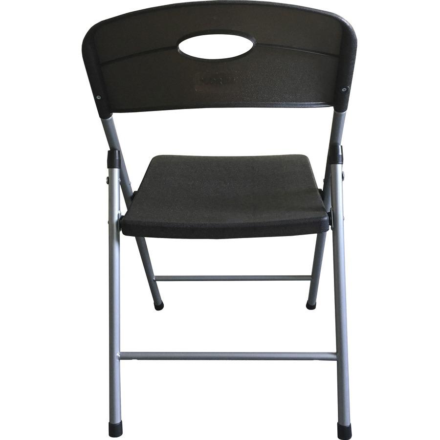 Lorell Translucent Folding Chairs - Smoke Plastic Seat - Smoke Plastic Back - 4 / Carton. Picture 3