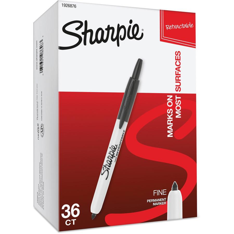 Sharpie Fine Point Retractable Markers - Fine Marker Point - Retractable - Black - 36 / Box. Picture 5