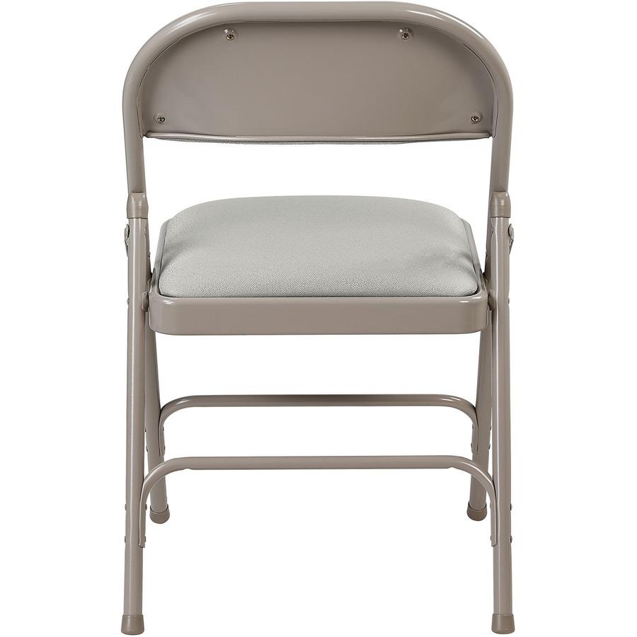 Lorell Padded Seat Folding Chairs - Beige Fabric Seat - Beige Fabric Back - Powder Coated Steel Frame - 4 / Carton. Picture 7