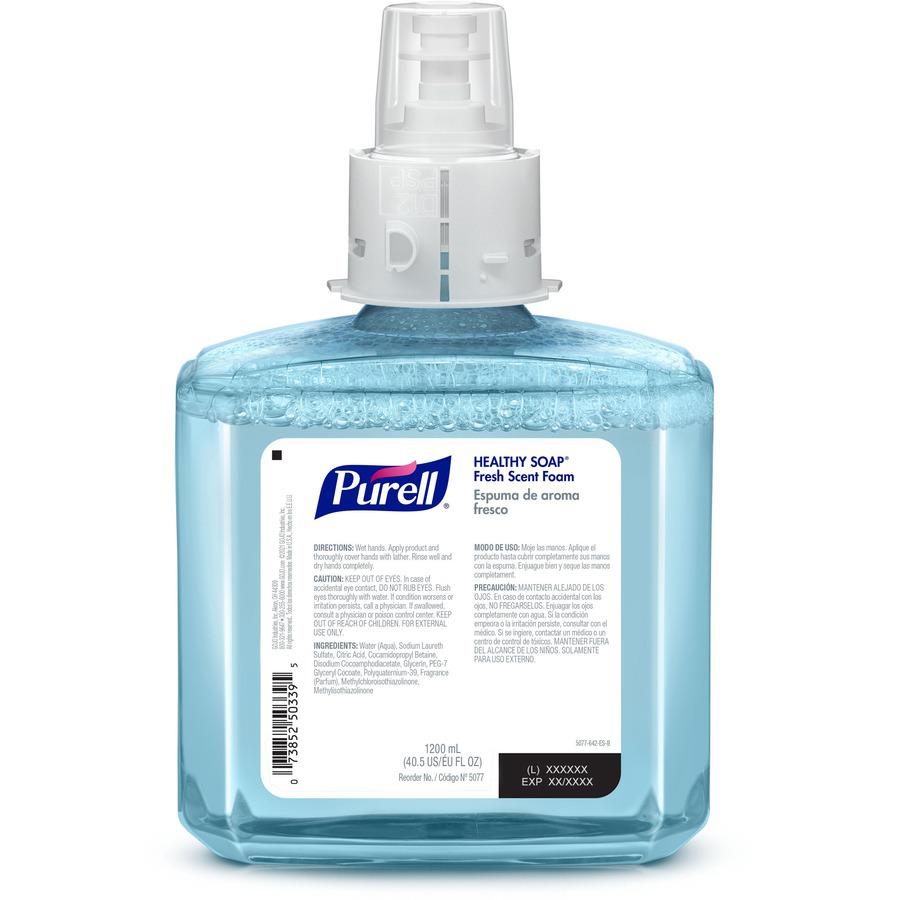 PURELL&reg; HEALTHY SOAP&trade; ES4 Fresh Scent Foam Refill - Fresh ScentFor - 40.6 fl oz (1200 mL) - Dirt Remover, Kill Germs - Hand, Skin - Moisturizing - Blue - Dye-free, Pleasant Scent, Bio-based,. Picture 3