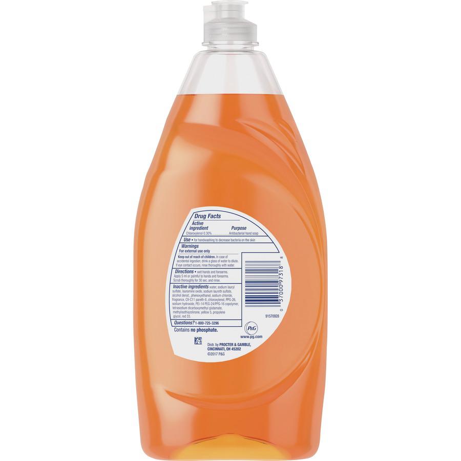 Dawn Ultra Antibacterial Dish Soap - 28 fl oz (0.9 quart) - Citrus Scent - 1 Each - Antibacterial, Residue-free, Streak-free - Orange. Picture 4
