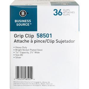 Business Source Bulldog Grip Clips - No. 2 - 2.3" Width - for Paper - Heavy Duty - 36 / Box - Silver. Picture 9