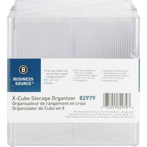 Business Source X-Cube Storage Organizer - 4 Compartment(s) - 6" Height x 6" Width x 6" DepthDesktop - Clear - 1 Each. Picture 9