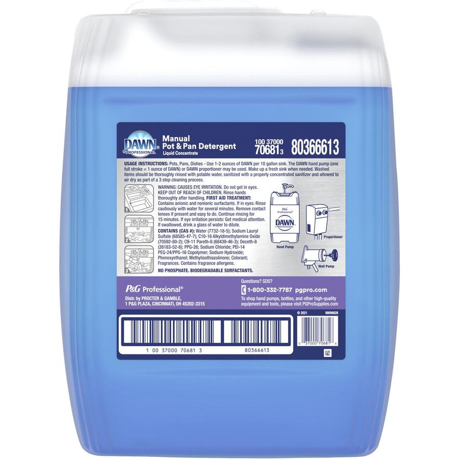 Dawn Manual Pot & Pan Detergent - 640 fl oz (20 quart) - Original Scent - 1 Each - Translucent Blue. Picture 3