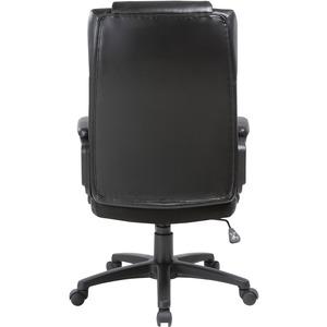 Lorell Soho High-back Leather Executive Chair - Black Bonded Leather Seat - Black Bonded Leather Back - 5-star Base - 18.39" Seat Width - 28.5" Length x 29" Width x 28" Depth x 46" Height - 1 Each. Picture 4