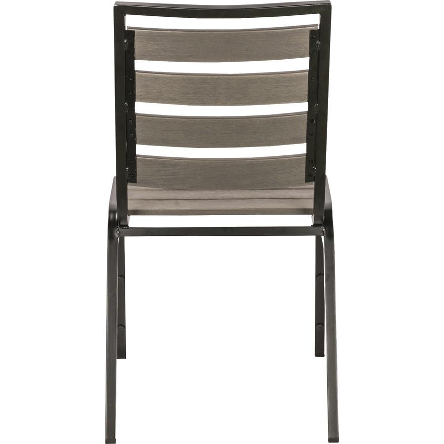 Lorell Charcoal Outdoor Chair - Charcoal Gray Faux Wood Seat - Charcoal Gray Faux Wood Back - Four-legged Base - 4 / Carton. Picture 5