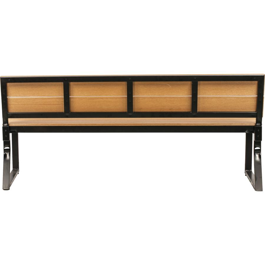 Lorell Faux Wood Outdoor Bench With Backrest - Teak Faux Wood Seat - Teak Faux Wood Back - 1 Each. Picture 5