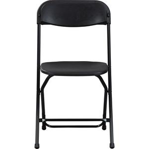 Lorell Plastic Folding Chair - X-Style Base - Black - Plastic - 4 / Carton. Picture 3