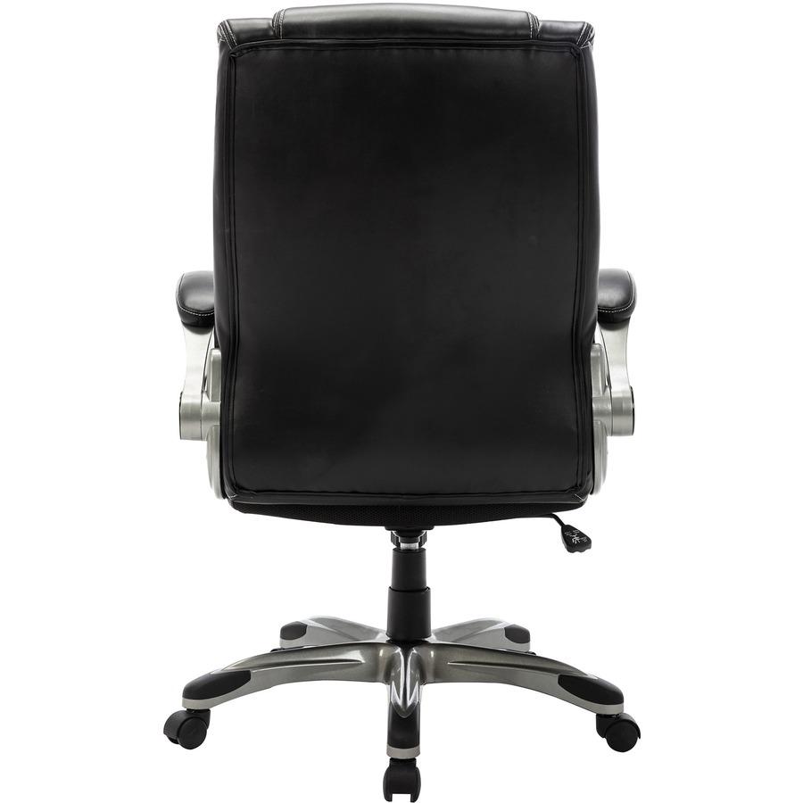 SOHO Flip Armrest High-back Leather Chair - Black Bonded Leather Seat - Black Bonded Leather Back - High Back - 5-star Base - Armrest - 1 Each. Picture 10