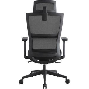 Lorell Mesh High-Back Chair w/Headrest - Black Seat - Black Mesh Back - High Back - 5-star Base - 1 Each. Picture 9