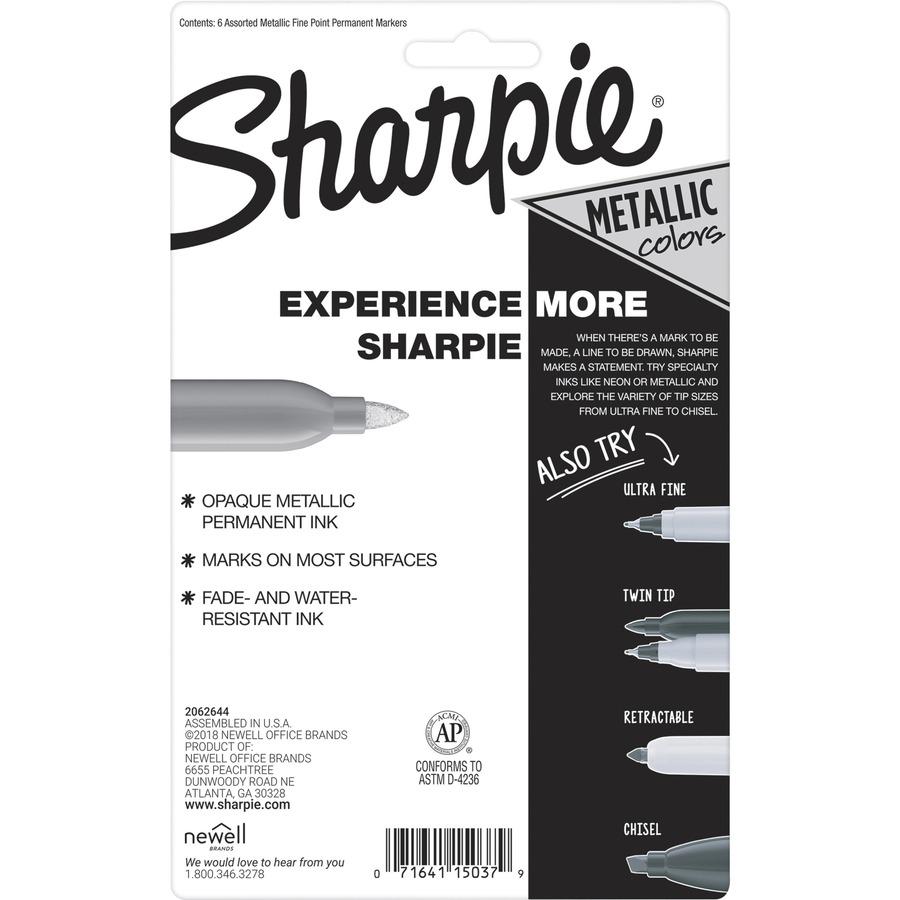 Sharpie Metallic Permanent Marker - Fine Pen Point - Bold Marker PointAlcohol Based Ink - 6 / Set. Picture 7