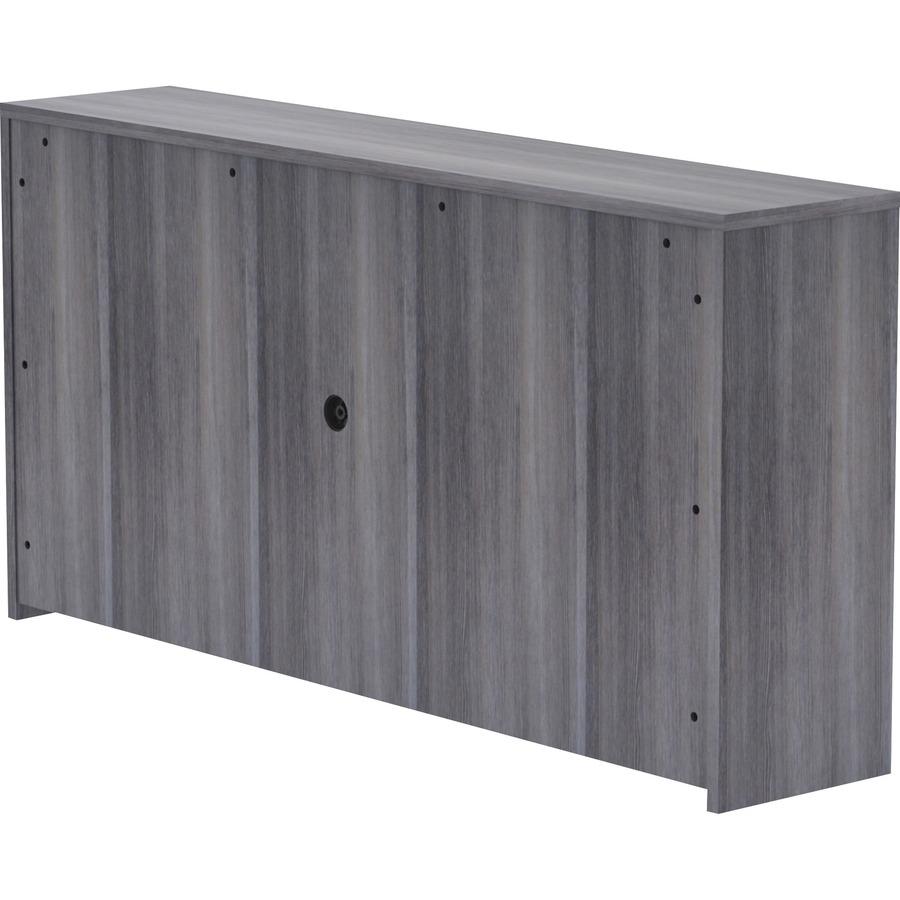 Lorell Weathered Charcoal Laminate Desking Hutch - 72" x 15" x 36" - Drawer(s)4 Door(s) - Material: Polyvinyl Chloride (PVC) Edge - Finish: Weathered Charcoal Surface, Laminate Surface. Picture 8