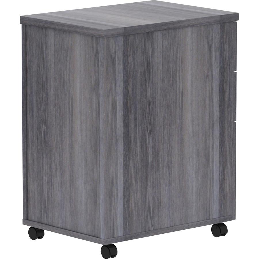 Lorell Weathered Charcoal Laminate Desking Pedestal - 3-Drawer - 16" x 22" x 28.3" - 3 x Box Drawer(s), File Drawer(s) - Material: Metal Pull, Polyvinyl Chloride (PVC) Edge - Finish: Weathered Charcoa. Picture 11