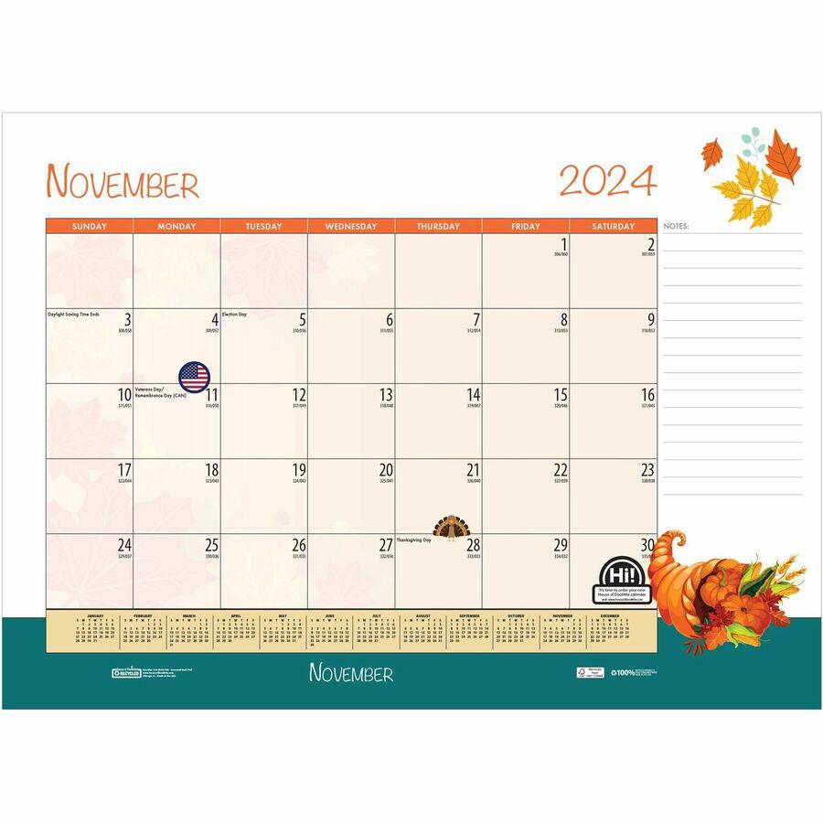 House of Doolittle Monthly Deskpad Calendar Seasonal Holiday Depictions 22 x 17 Inches - Julian Dates - Monthly - 12 Month - January 2024 - December 2024 - 1 Month Single Page Layout - Desk Pad - Mult. Picture 10