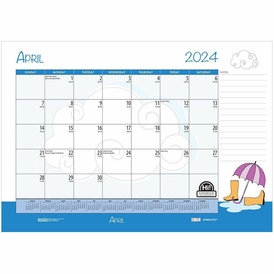 House of Doolittle Seasonal Holiday Academic Desk Pad - Academic - Julian Dates - Monthly - 12 Month - July 2023 - June 2024 - 1 Month Single Page Layout - Desk Pad - Black - Leatherette - 17" Height . Picture 10