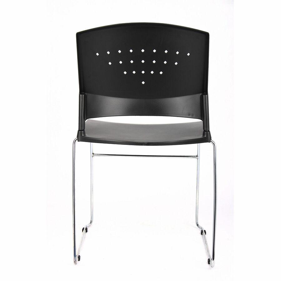Boss Black Stack Chair With Chrome Frame, 1Pc Pack - Black Polypropylene Seat - Black Polypropylene Back - Chrome Frame - Sled Base - 1 Each. Picture 6