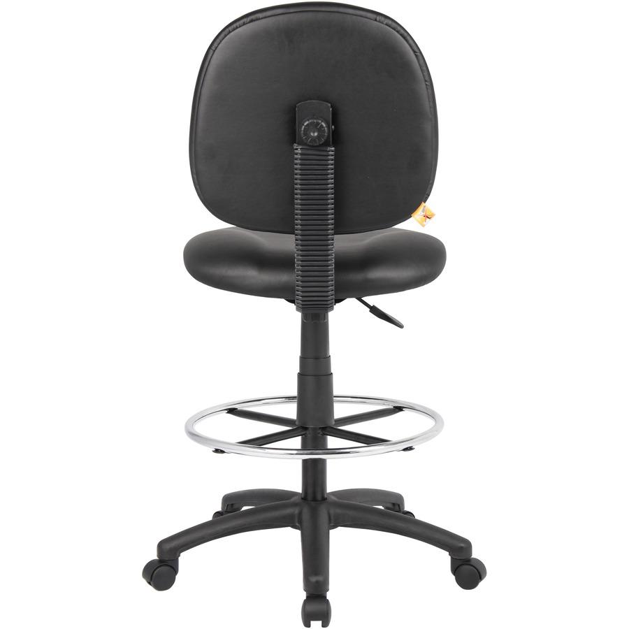 Boss Stand Up Drafting Stool with Foot Rest Black - Black Vinyl Seat - Black Vinyl Back - 5-star Base - 1 Each. Picture 8