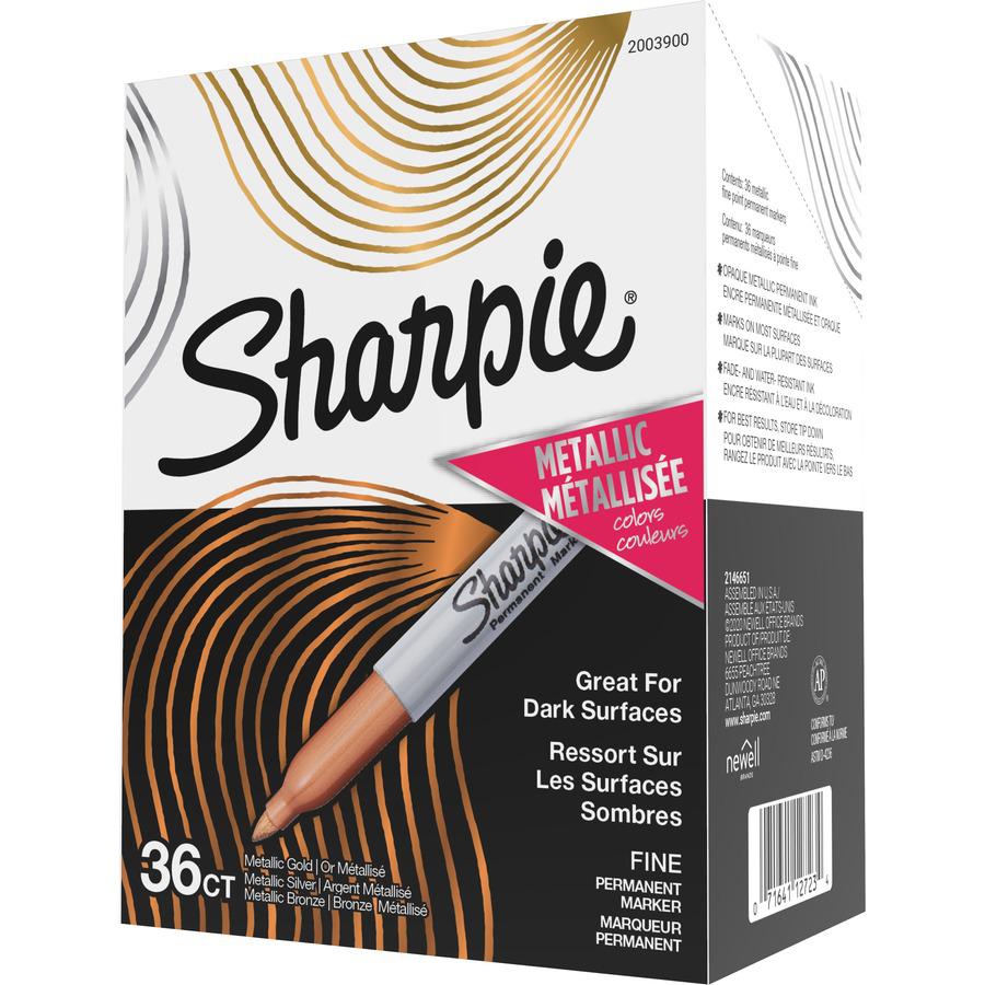 Sharpie Metallic Markers - Fine Marker Point - 0.5 mm Marker Point Size - Assorted - Plastic Barrel - 36 / Box. Picture 3
