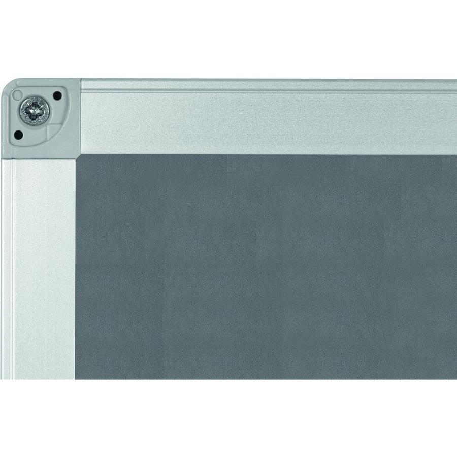 Bi-silque Ayda Fabric 36"W Bulletin Board - Gray Fabric Surface - Robust, Tackable, Sleek Style - 1 Each - 0.5" x 36". Picture 4