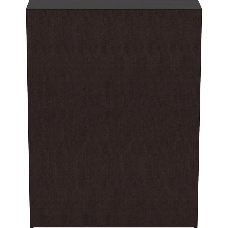 Lorell Laminate Bookcase - 0.8" Shelf, 36" x 12"48" - 4 Shelve(s) - 3 Adjustable Shelf(ves) - Square Edge - Material: Thermofused Laminate (TFL) - Finish: Espresso. Picture 5