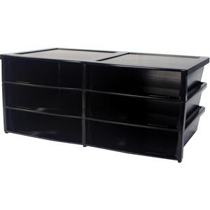 Storex Quick Stack 6-sorter Organizer - 500 x Sheet - 6 Compartment(s) - Compartment Size 8.75" x 11.50" x 2" - 8.7" Height x 13.6" Width20.5" Length - Black - Plastic - 1 Each. Picture 2