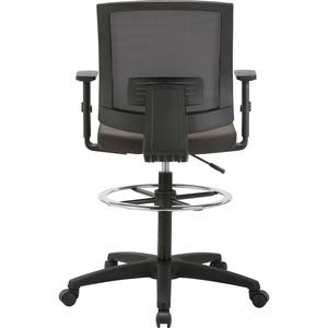 Lorell SOHO Fabric Seat Mid-back Stool - 27.3" x 27.3" x 51.8" - Material: Fabric Seat - Finish: Black. Picture 12