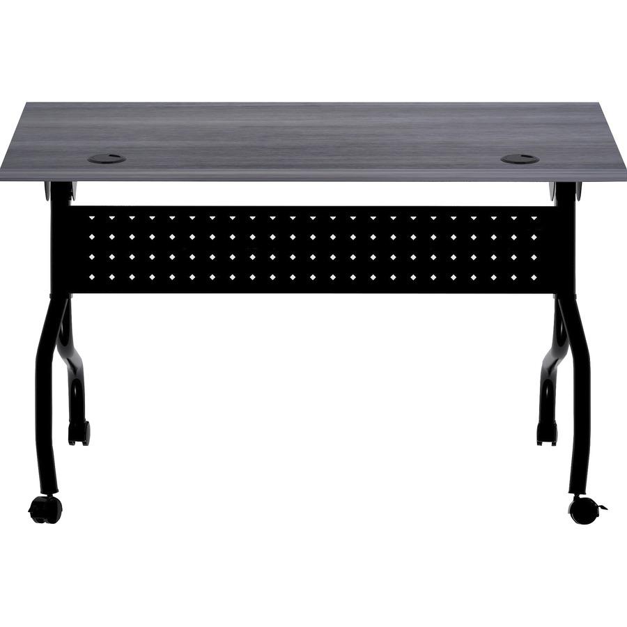 Lorell Charcoal Flip Top Training Table - Charcoal Rectangle, Melamine Top - Black Four Leg Base - 4 Legs - 48" Table Top Width x 23.60" Table Top Depth - 29.50" Height - Melamine. Picture 5
