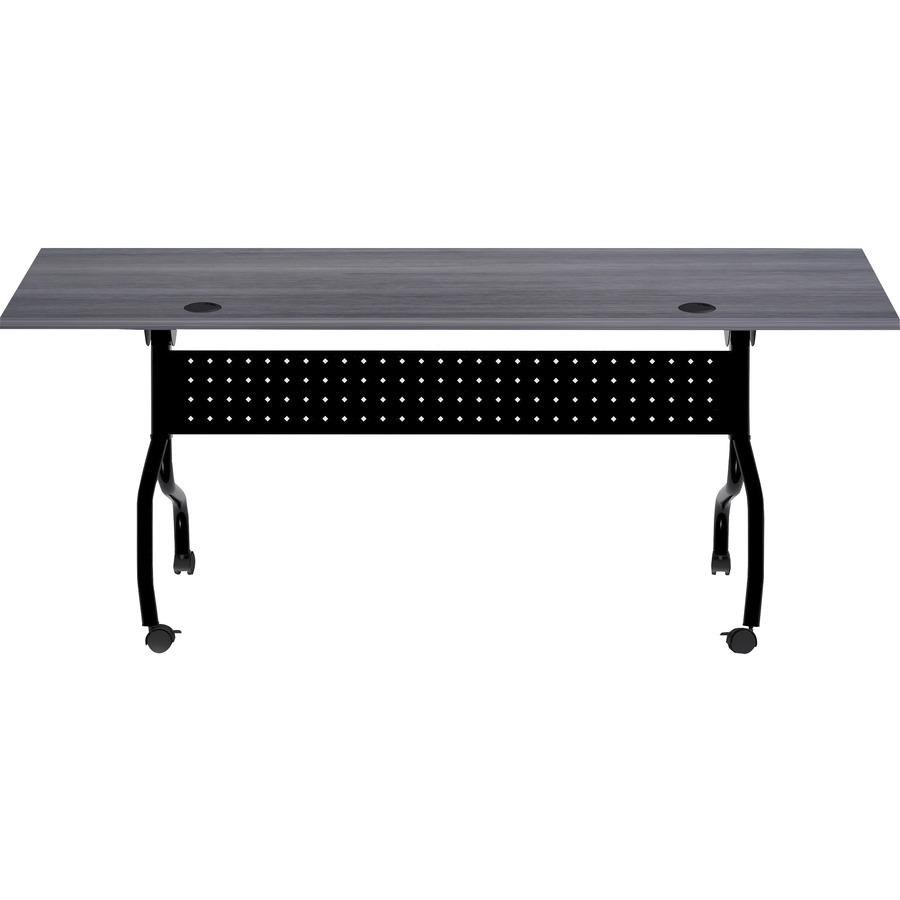 Lorell Charcoal Flip Top Training Table - For - Table TopCharcoal Rectangle, Melamine Top - Black Four Leg Base - 4 Legs x 72" Table Top Width x 23.60" Table Top Depth - 29.50" Height - Melamine - 1 E. Picture 9