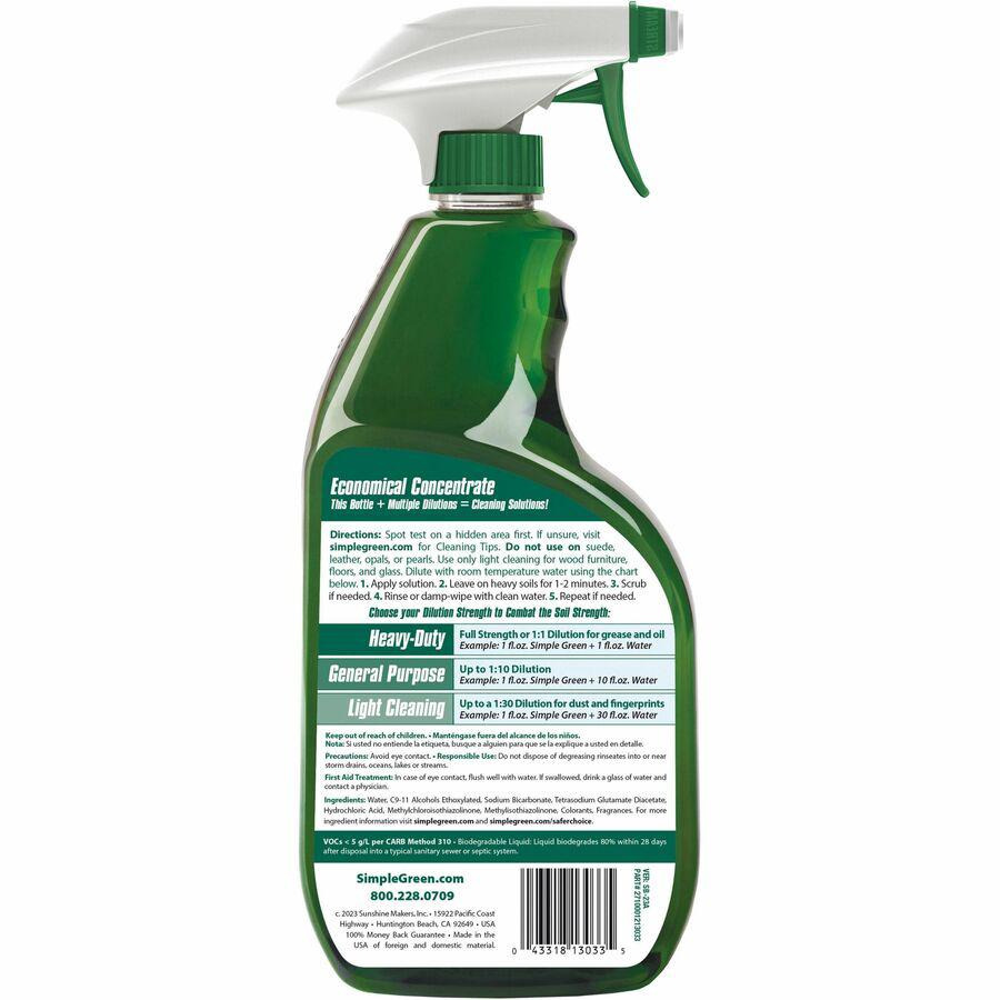 Simple Green All-Purpose Concentrated Cleaner - Concentrate - 32 fl oz (1 quart) - 12 / Carton - Non-toxic, Streak-free, Smudge-free - Green. Picture 3
